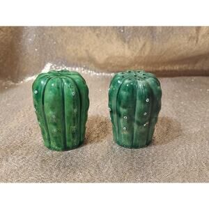 Vintage Ceramic Cactus Salt Pepper Shakers MCM Kitschy Kitchen